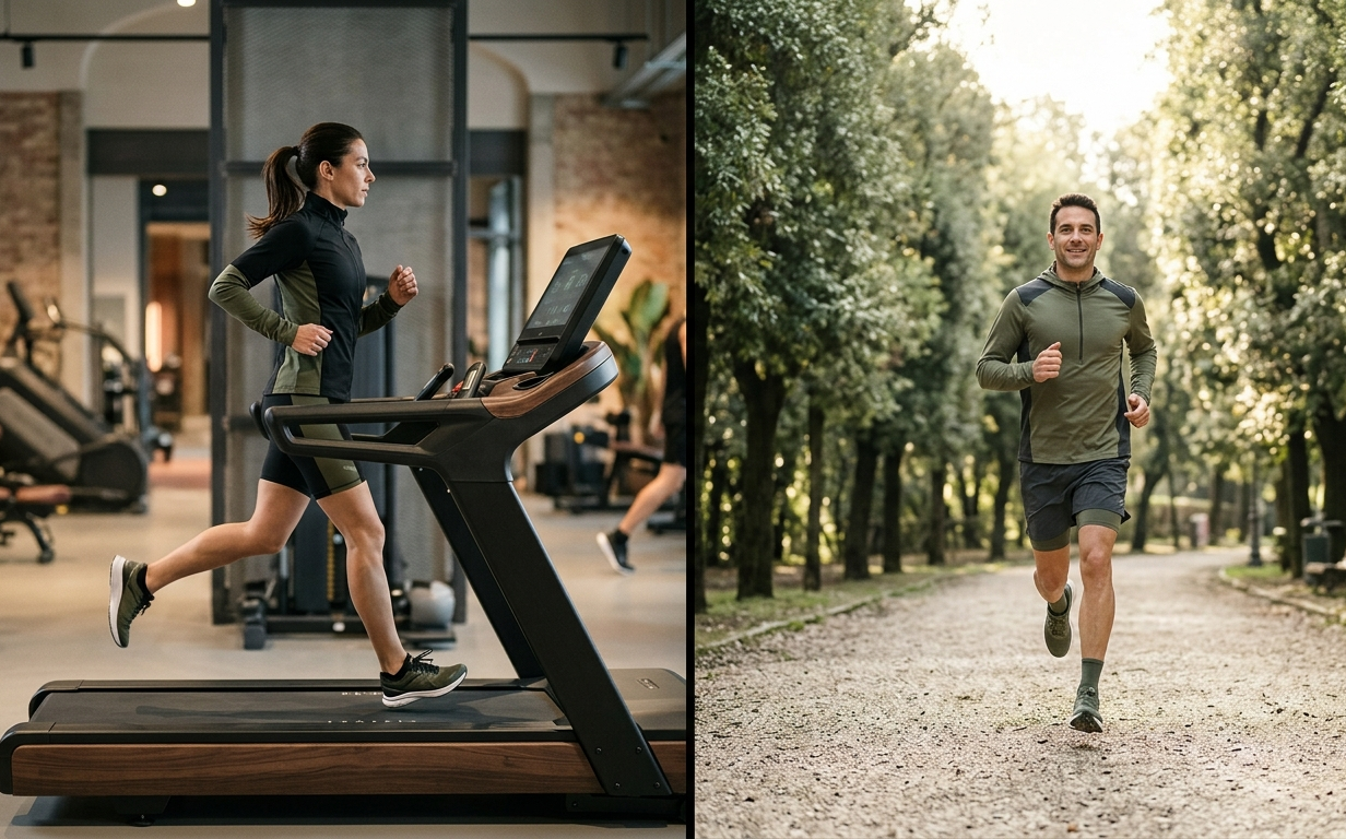 Confronto tra tapis roulant in palestra e corsa all&rsquo;aperto nel parco